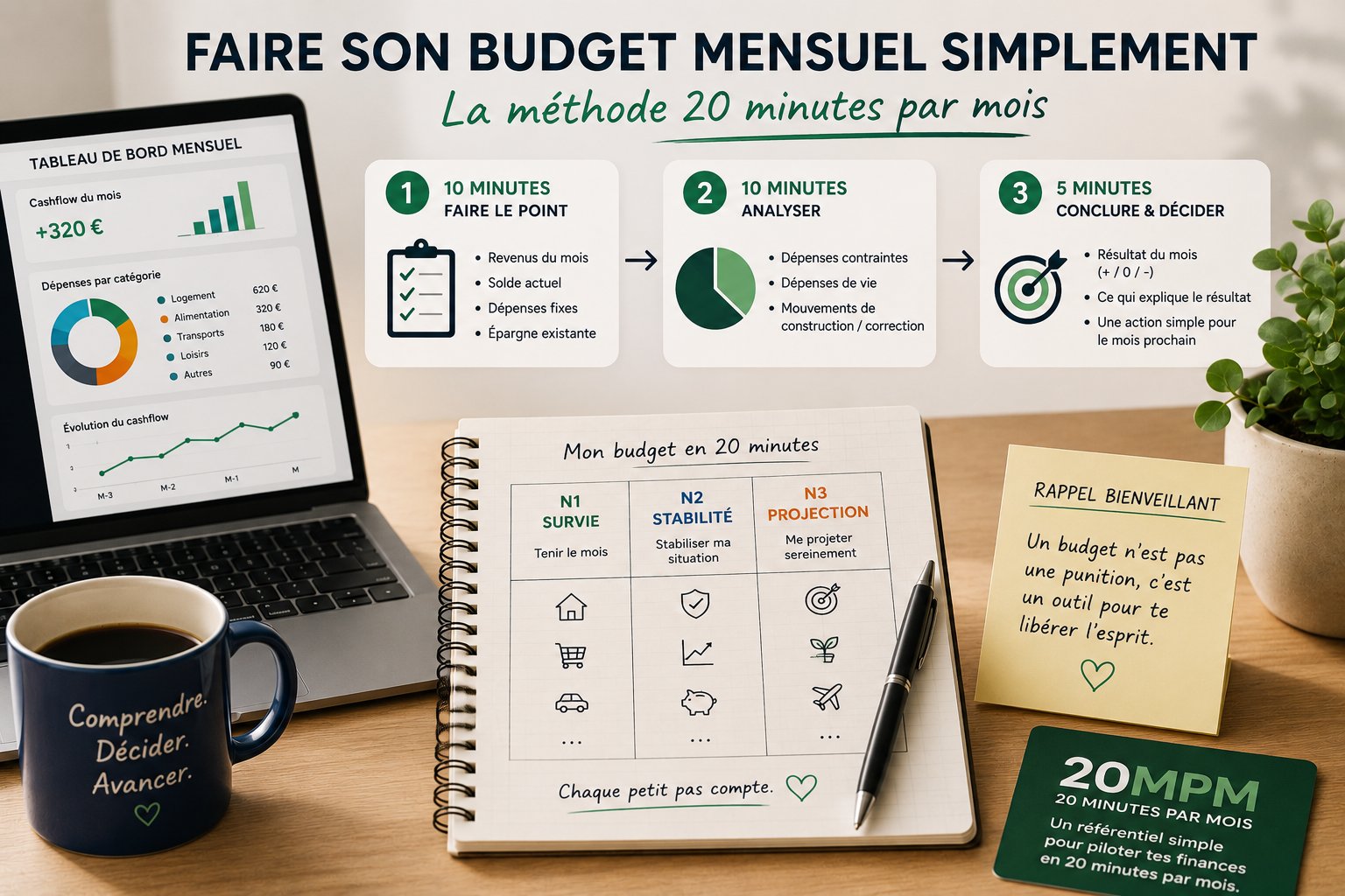 Faire son budget mensuel simplement : la méthode anti-culpabilité en 20 minutes